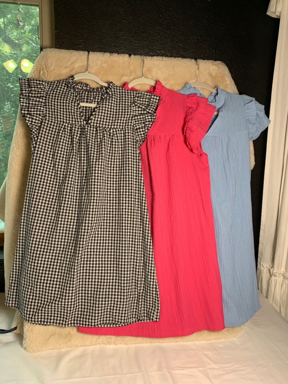 3 cute SHEIN ruffle dresses sz 6 (small)